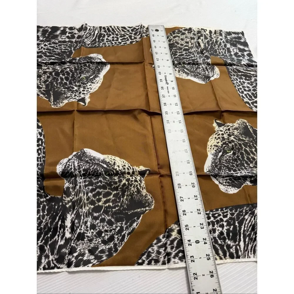 Glentex White Jaguar Leopard Scarf Vintage Rare